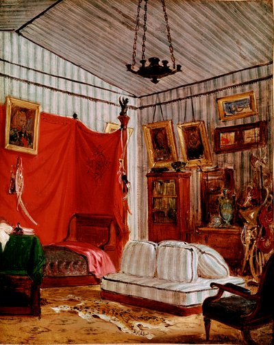 Estudio para Interior con dos retratos de Ferdinand Victor Eugene Delacroix