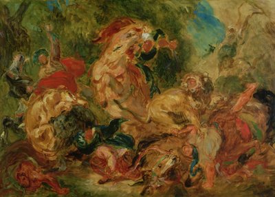 Estudio para La caza del león, 1854 de Ferdinand Victor Eugene Delacroix