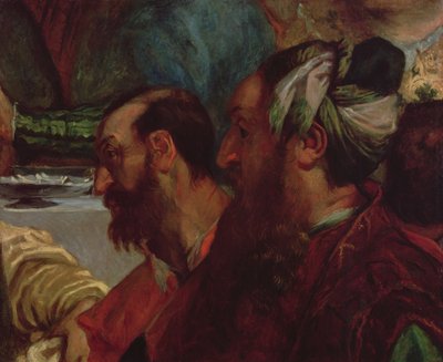 Estudio de dos cabezas (después de Las bodas de Caná de Veronese), 1820 de Ferdinand Victor Eugene Delacroix
