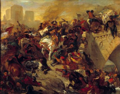 La Batalla de Taillebourg ganada por San Luis el 21 de julio de 1242 de Ferdinand Victor Eugene Delacroix