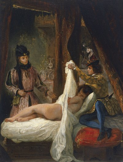 El duque de Orleans mostrando a su amante, c. 1826 de Ferdinand Victor Eugene Delacroix