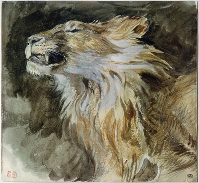 La cabeza de un león de Ferdinand Victor Eugene Delacroix