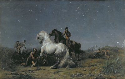 Los ladrones de caballos, siglo XIX de Ferdinand Victor Eugene Delacroix