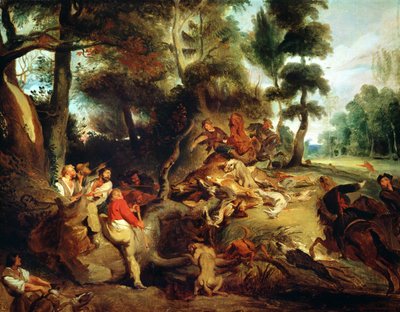 La caza del jabalí, después de una pintura de Rubens, c.1840-50 de Ferdinand Victor Eugene Delacroix