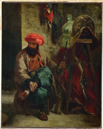 Turk con silla de montar ... de Ferdinand Victor Eugene Delacroix