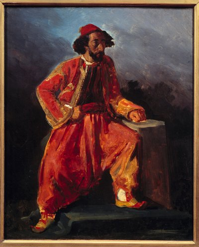 Turco sentado. Presunto retrato de Paul Barroilhet (1805 - 1871) artista lírico de Ferdinand Victor Eugene Delacroix