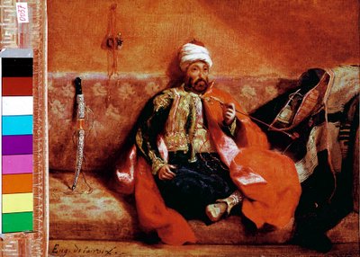 Turco fumando en un sofá de Ferdinand Victor Eugene Delacroix