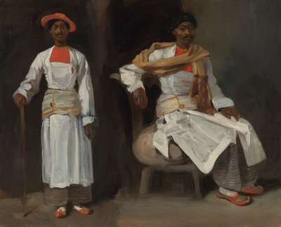 Dos estudios de un indio de Calcuta, sentado y de pie, c.1823-1824 (óleo sobre lienzo) de Ferdinand Victor Eugene Delacroix