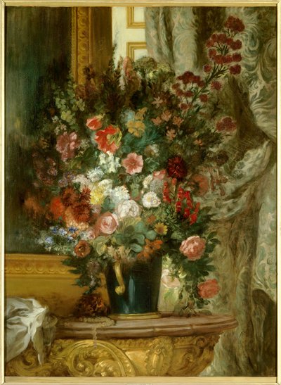 Jarrón de flores sobre una consola de Ferdinand Victor Eugene Delacroix