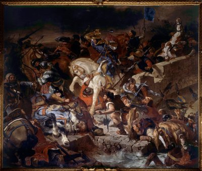 Vista de la Batalla de Taillebourg ganada por el Rey San Luis el 21 de julio de 1242 de Ferdinand Victor Eugene Delacroix
