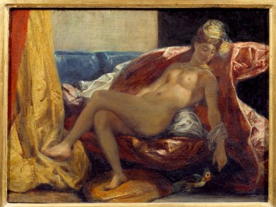Mujer tallando un loro de Ferdinand Victor Eugene Delacroix