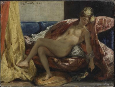 Mujer con un loro, entre 1826 y 1828 de Ferdinand Victor Eugene Delacroix