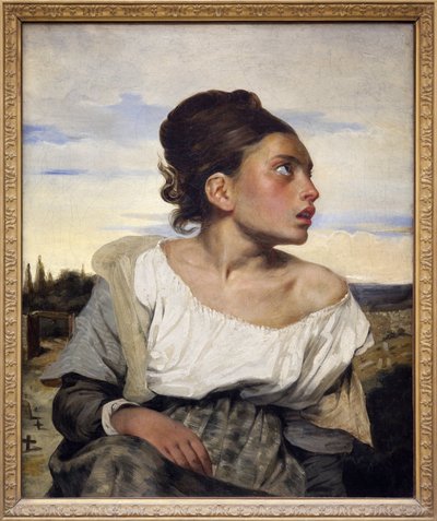 Joven huérfana en el cementerio, c.1824 (óleo sobre lienzo) de Ferdinand Victor Eugene Delacroix