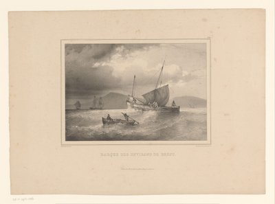 Un bergantín varado entre olas altas
Brick a la côte (título en el objeto)
Estudios navales de Ferdinand Victor Perrot (título de la serie) de Ferdinand Victor Perrot