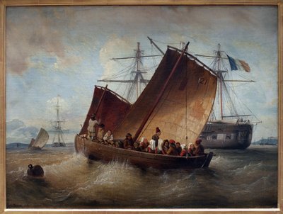 El barco de Plougastel. Pintura de Ferdinand Perrot (1808-1841) de Ferdinand Victor Perrot