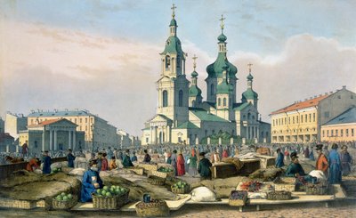 La Plaza del Heno en San Petersburgo, c.1840 de Ferdinand Victor Perrot