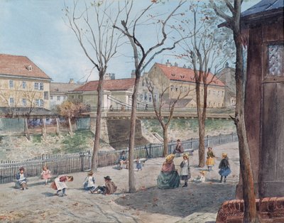 El Puente de las Cadenas sobre el río Wien de Ferdinand Weckbrodt