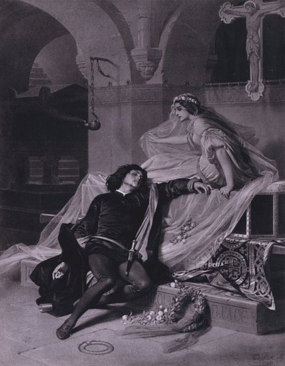 Escena de Romeo y Julieta de Shakespeare (Acto V, Escena 3) de Ferdinand the Elder Piloty