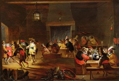 Monos en una taberna de Ferdinand van Kessel