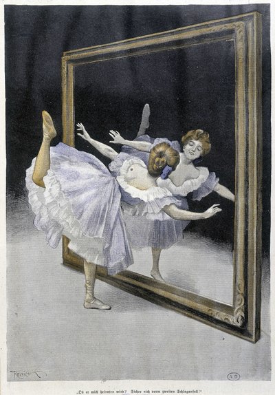 Danza clásica: bailarina haciendo ejercicios frente a un espejo - s.f., doc. alemán de Ferdinand von Reznicek