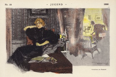 Mujer en casa por la noche de Ferdinand von Reznicek