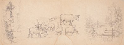 Varios esbozos de vacas y toros de Ferdinand von Wright