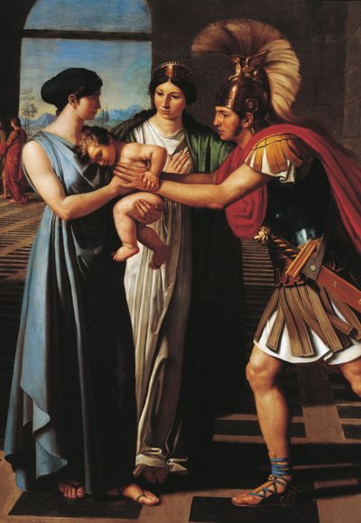 Andrómaca interceptando a Héctor en la Puerta de Scaean (detalle) de Ferdinando Castelli