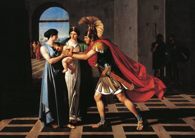 Andrómaca interceptando a Héctor en la Puerta de Scaean de Ferdinando Castelli