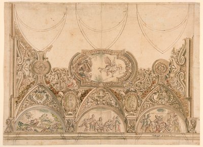 Diseño para la decoración del techo de una capilla de Ferdinando Galli Bibiena