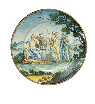 Plato de Siena, con Hércules trayendo a Alcestis ante el rey Admeto, c.1745 de Ferdinando Maria Campani