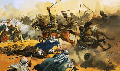 El 21 de Lanceros lidera la batalla contra el bastión árabe de Omdurman en 1897. de Ferdinando Tacconi