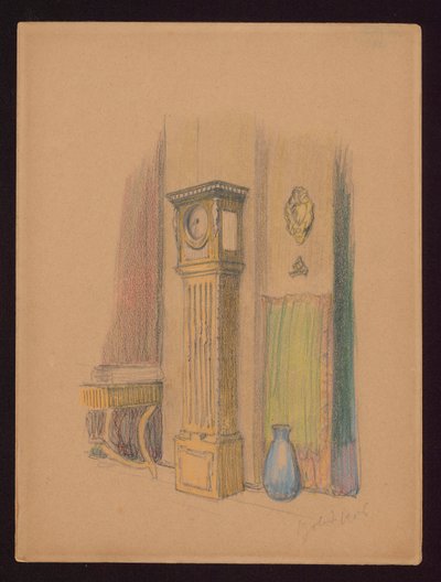 Innenraum mit Standuhr de Ferdynand Ruszczyc