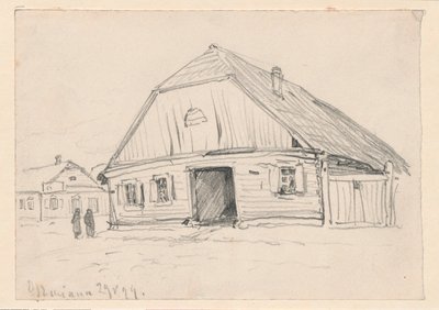 La posada de Jankielowa en Oszmiana; anverso: boceto de un motivo indeterminado de Ferdynand Ruszczyc