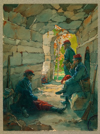 Soldados de infantería descansando, route de Vailly de Fernand Barbier