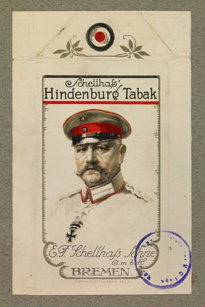 Retrato de Hindenbourg en un paquete de tabaco de Fernand Barbier