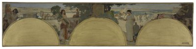 Boceto para el Hôtel de Ville de Paris: Historia de la escritura - tiempos antiguos, hacia 1890 (óleo sobre lienzo) de Fernand Cormon