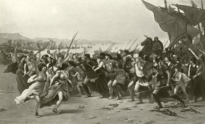 Los vencedores de Salamina (grabado) de Fernand Cormon