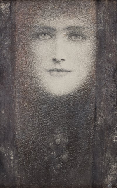 La máscara, con una cortina negra, c.1909 de Fernand Khnopff