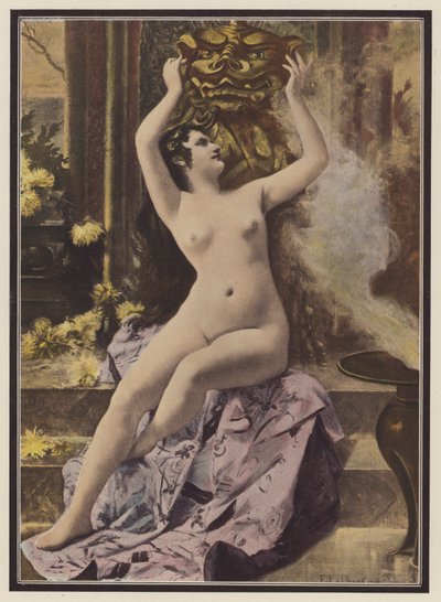 La bella y la bestia (litografia en color) de Fernand Le Quesne