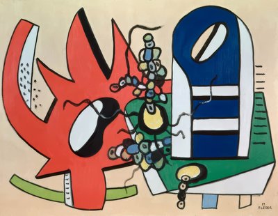 Naturaleza muerta en rojo y azul de Fernand Leger