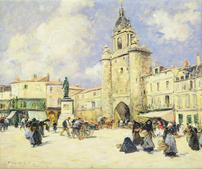 La plaza de la ciudad de La Rochelle (óleo sobre lienzo) de Fernand Legout Gerard