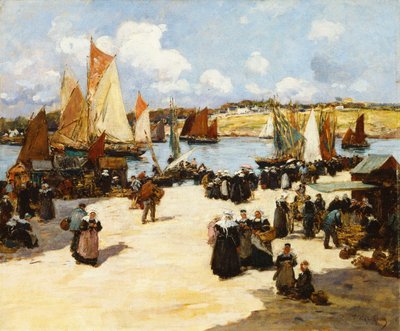 Una escena de puerto ocupado de Fernand Legout Gerard