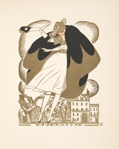 Bourrasque, de una Colección de Placas de Moda, 1920 (impresión pochoir) de Fernand Siméon