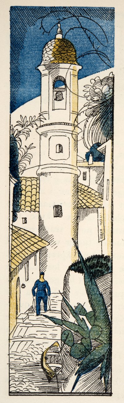 Calle en Antibes, de Gazette de Bon Ton, pub. 1920 de Fernand Siméon