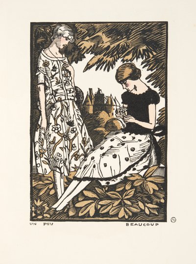 Un Peu, Beaucoup, de una Colección de Placas de Moda, 1920 (impresión pochoir) de Fernand Siméon