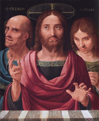 Salvator Mundi entre San Pedro y San Juan, c.1507 de Fernando Yanez de Almedina