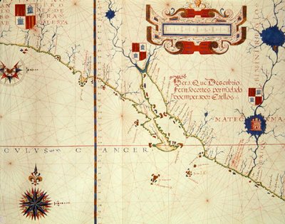 Mapa de México y Baja California, de un atlas, 1571 de Fernao Vaz Dourado