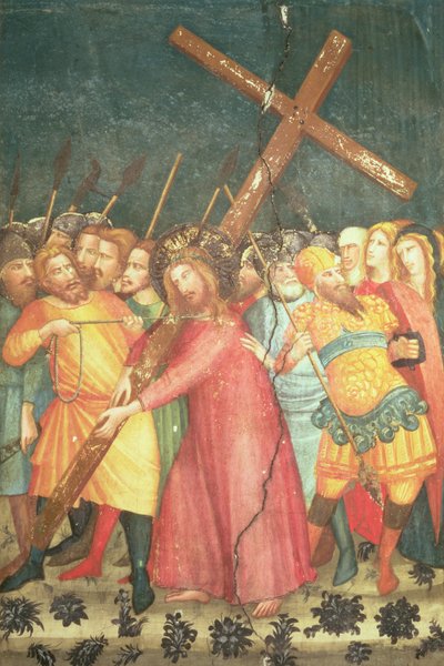 Cristo cargando su cruz camino del Calvario (fresco) de Ferrer Bassa