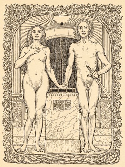 Am Traualtar, lámina 6, de la carpeta "Lebenszeichen", publicada en 1908 en Berlín por Fritz Heyder Verlag de Fidus