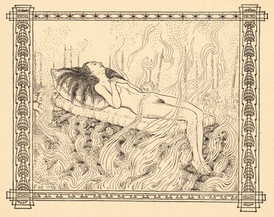 Brandopfer, lámina 4, de la carpeta "Lebenszeichen", publicada en 1908 en Berlín por Fritz Heyder Verlag de Fidus